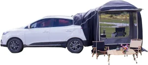 Waterproof SUV Car Rear Tent for 3-4 Persons, Family Camping Tent with Awning for Outdoor Activities - Blue