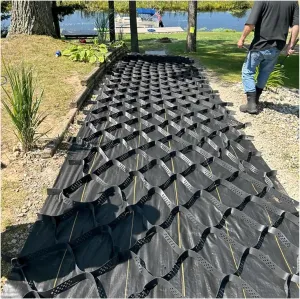 WDJBPSH Geogrid Steep Hillside Slope Grid Erosion Control, 2" Polyethylene Honeycomb Retaining Wall - Holding The Hillside, Tear Resistant Reinforcement Mat(3.2ftx3.2ft)