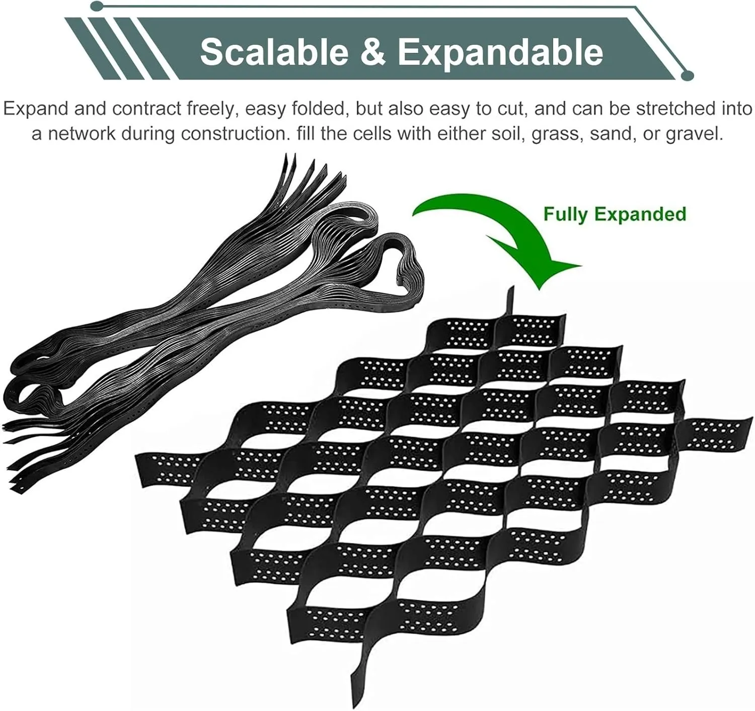 WDJBPSH Ground Stabilisation Grid for Slopes, Heavy Duty Embankment Protection Geocells Grid Paver, 5cm Tall Polyethylene Honeycomb Hillside Support Mesh for Retaining Wall(1mx5m)