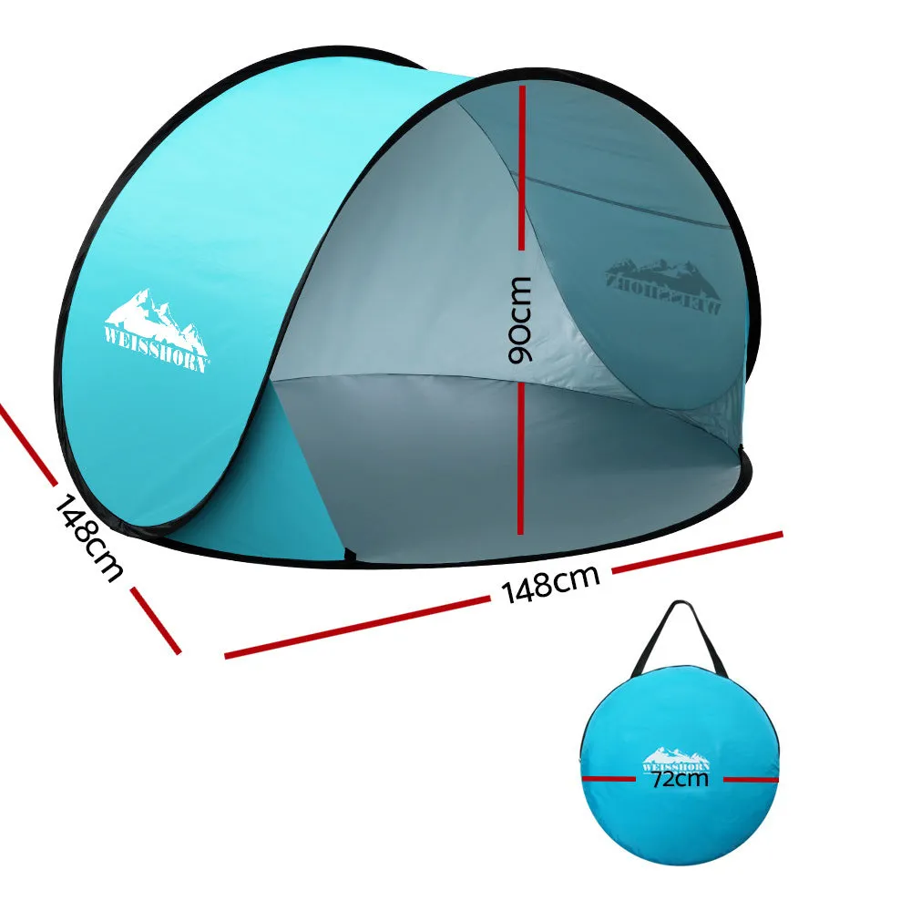 Weisshorn 3 Person Outdoor Beach Pop Up Tent Portable Sunshade Shelter - Sky Blue