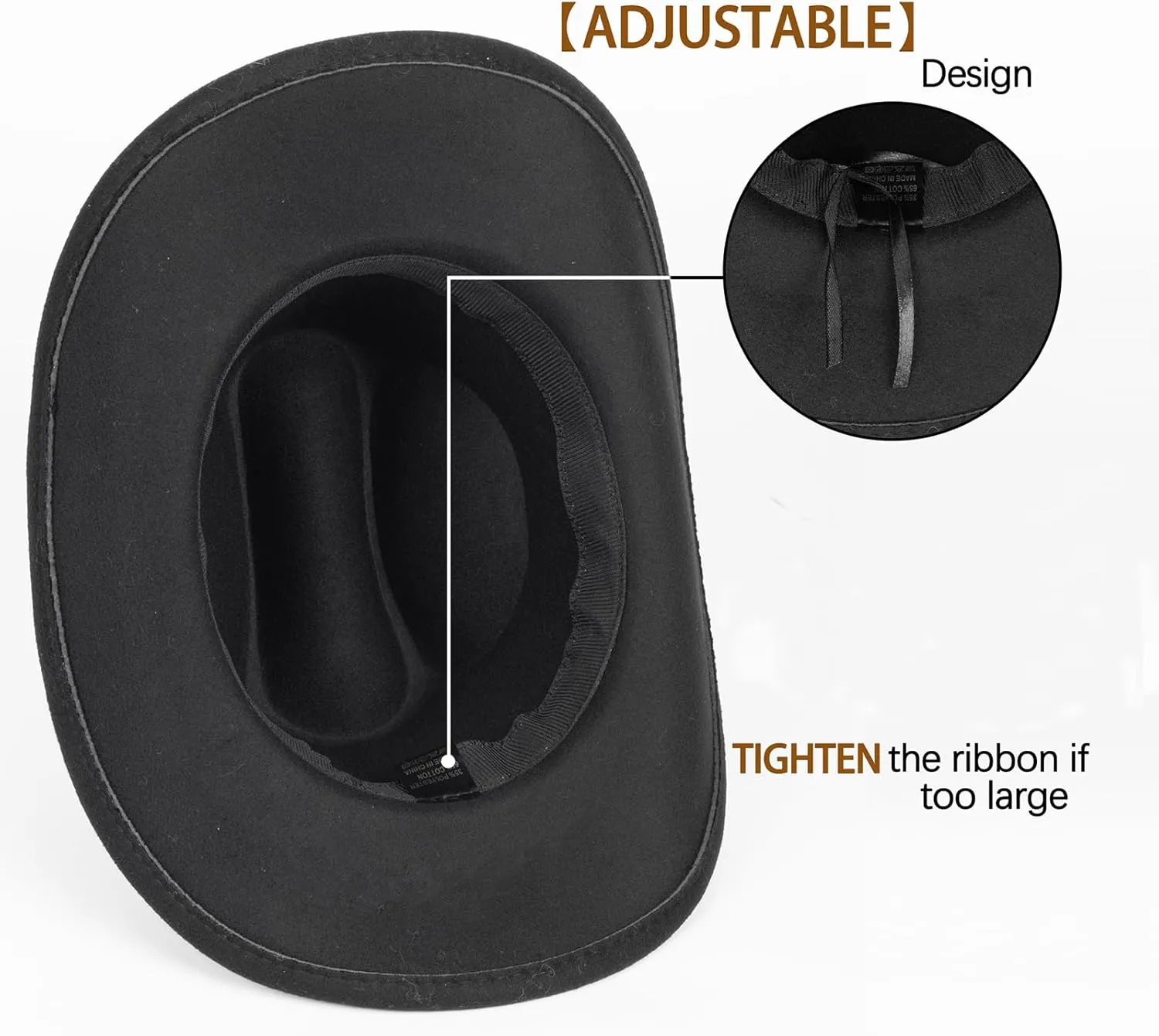 Western Cowboy Hat for Men Women Classic Roll Up Fedora Hat with Buckle Belt(Size:M-L)