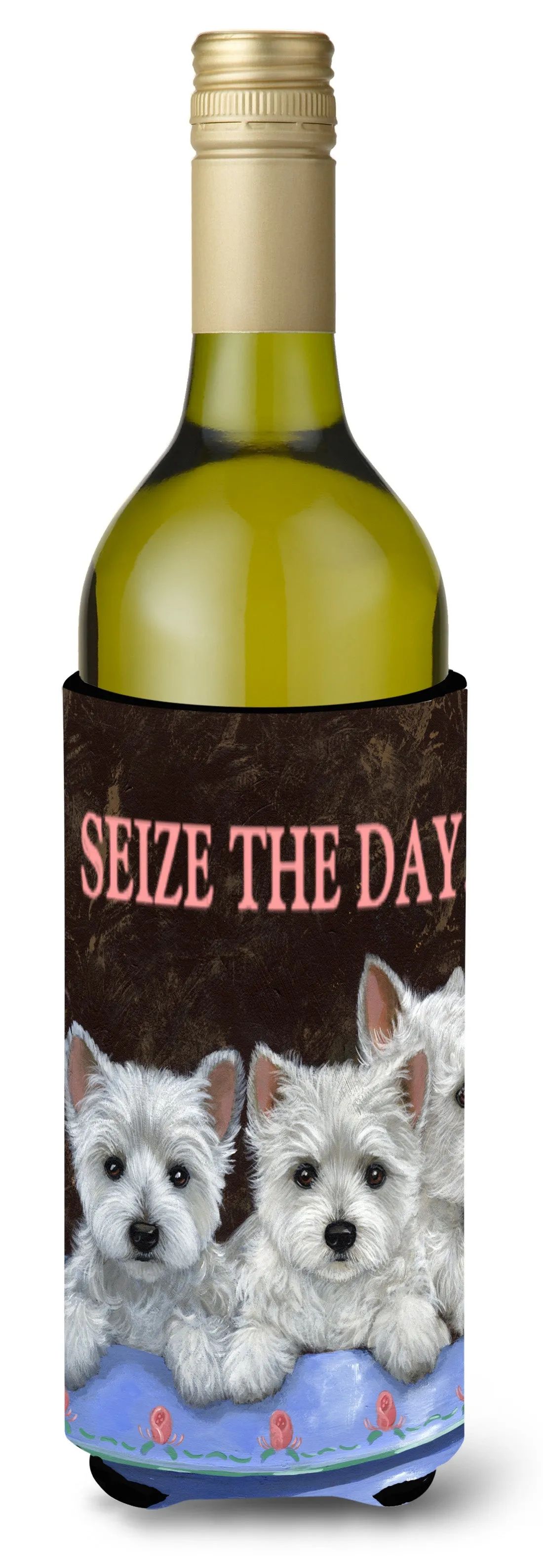 Westie Seize the Day Wine Bottle Hugger PPP3232LITERK