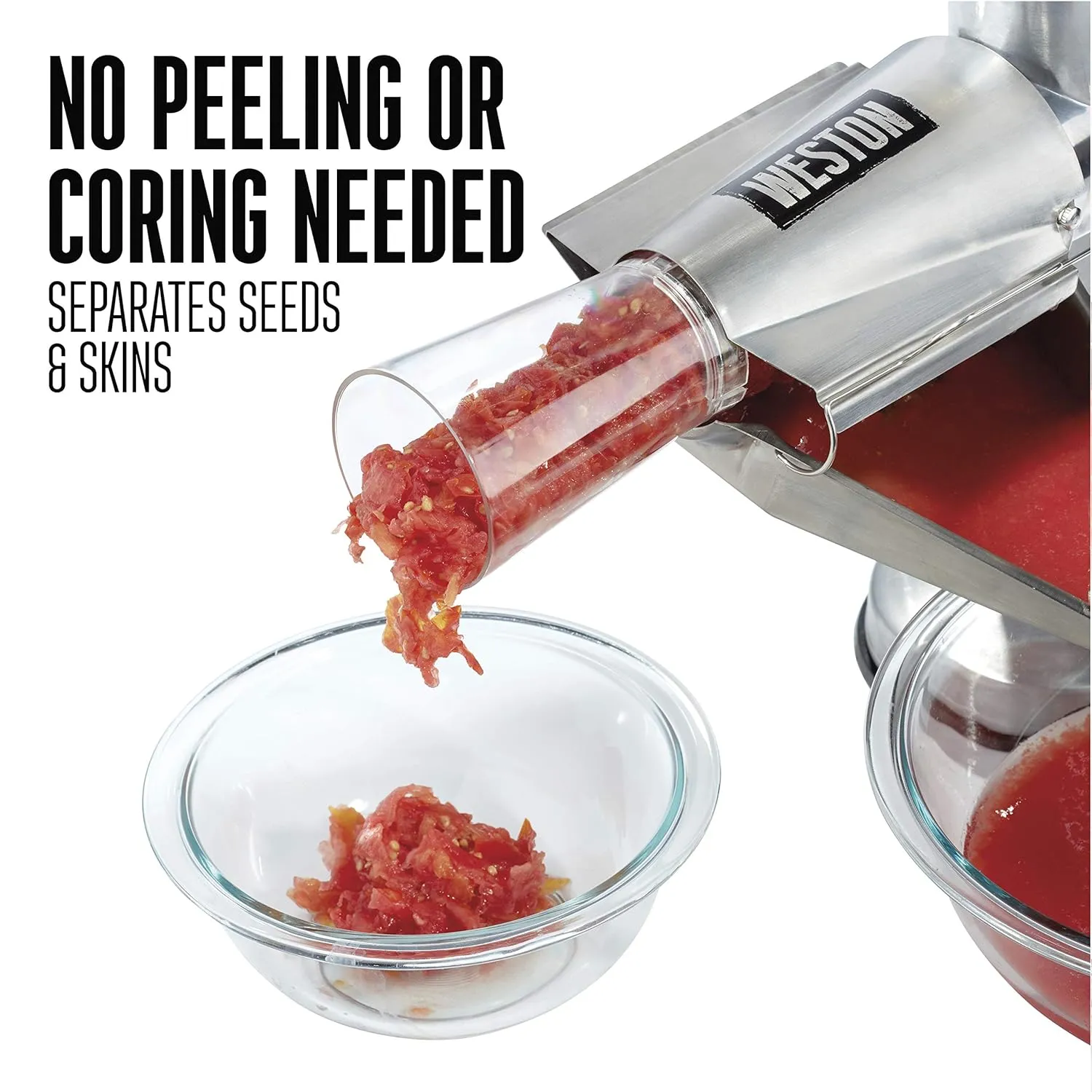 Weston Metal Tomato Strainer, 1 Gallon Hopper, Stainless Steel