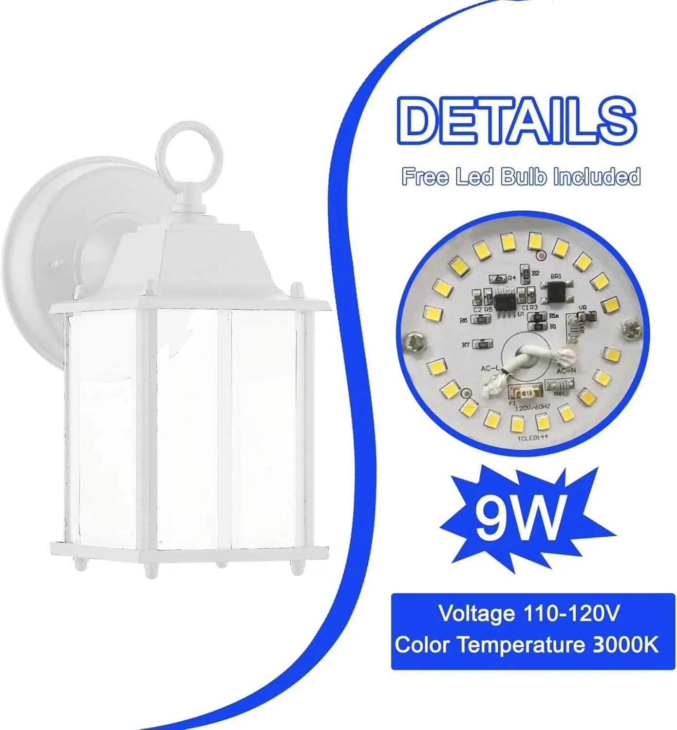 White Outdoor LED Wall Lantern, 4 Packs Outdoor Porch Light Fixture, Aluminum Housing Plus Glass, Wet Location Rated, ETL Qualified, 3000K
