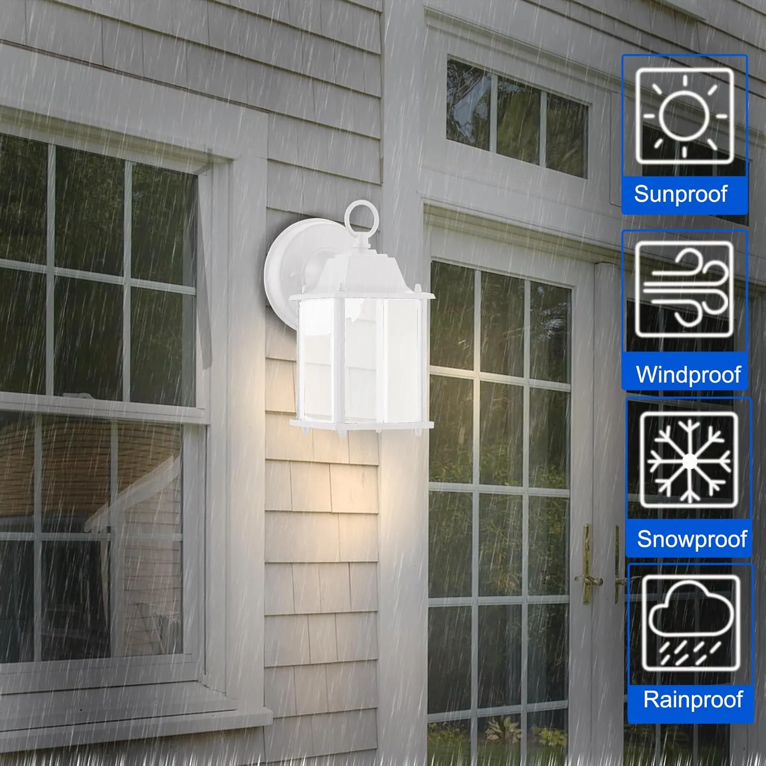 White Outdoor LED Wall Lantern, 4 Packs Outdoor Porch Light Fixture, Aluminum Housing Plus Glass, Wet Location Rated, ETL Qualified, 3000K