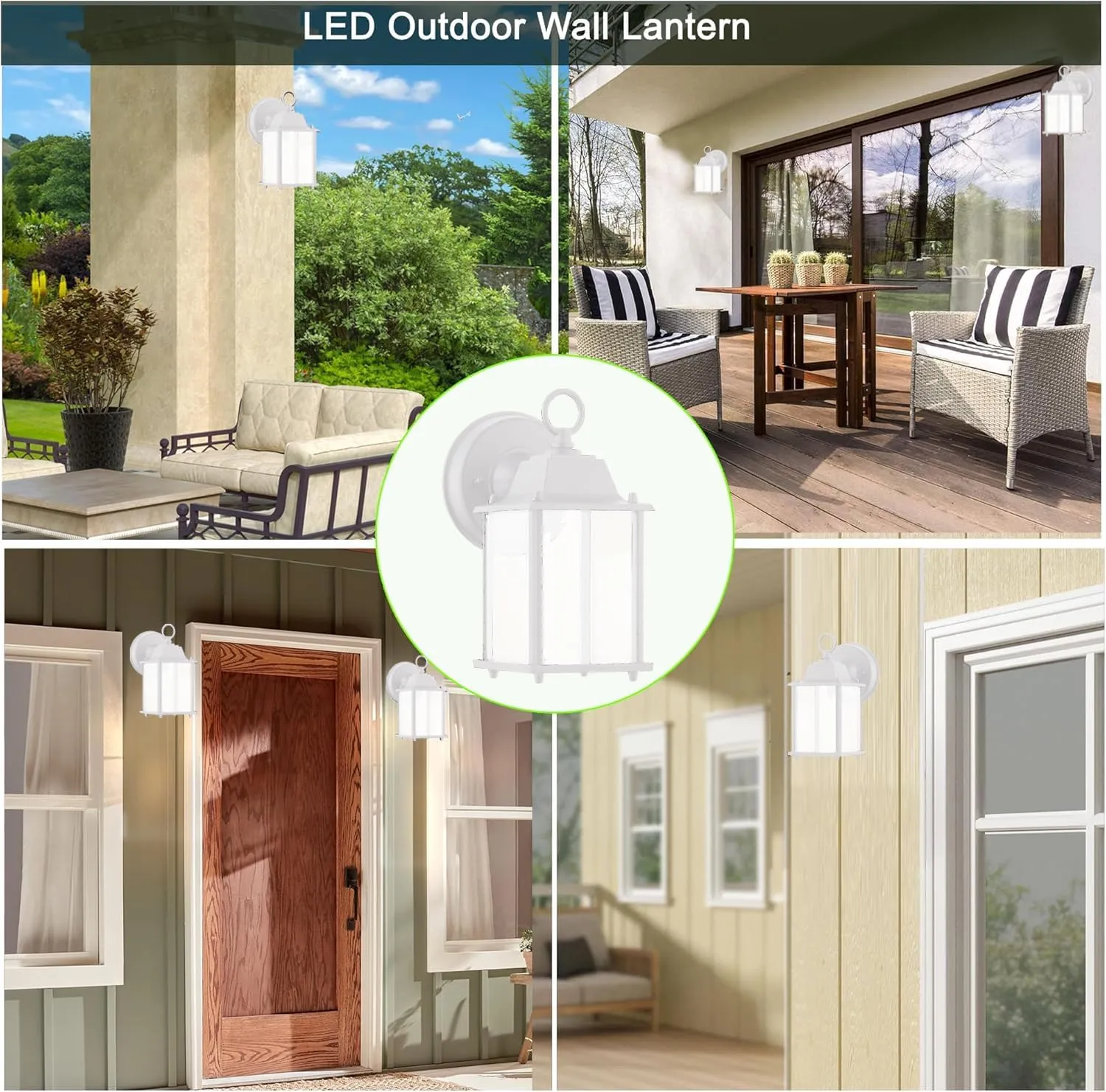 White Outdoor LED Wall Lantern, 4 Packs Outdoor Porch Light Fixture, Aluminum Housing Plus Glass, Wet Location Rated, ETL Qualified, 3000K