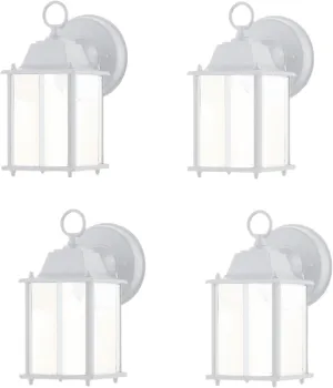 White Outdoor LED Wall Lantern, 4 Packs Outdoor Porch Light Fixture, Aluminum Housing Plus Glass, Wet Location Rated, ETL Qualified, 3000K