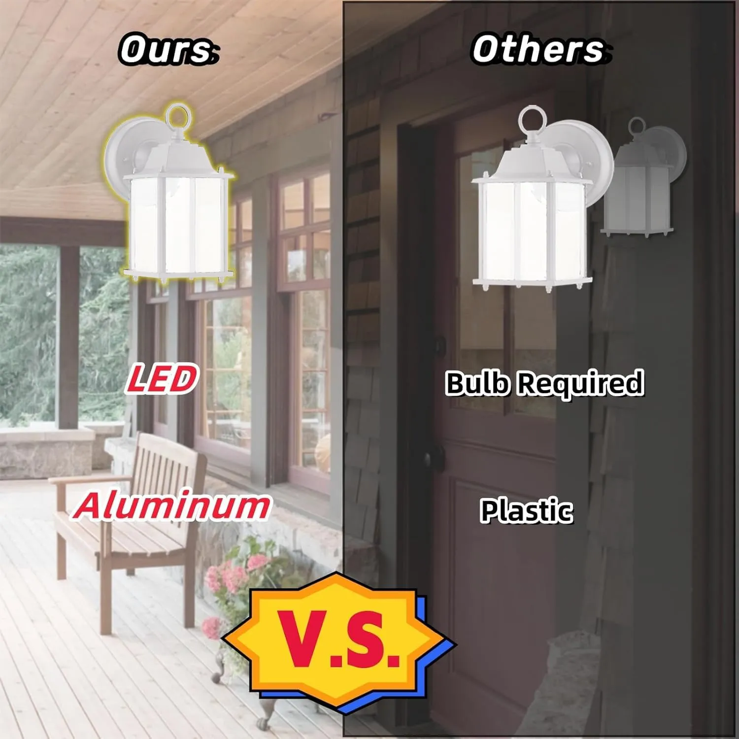 White Outdoor LED Wall Lantern, 4 Packs Outdoor Porch Light Fixture, Aluminum Housing Plus Glass, Wet Location Rated, ETL Qualified, 3000K