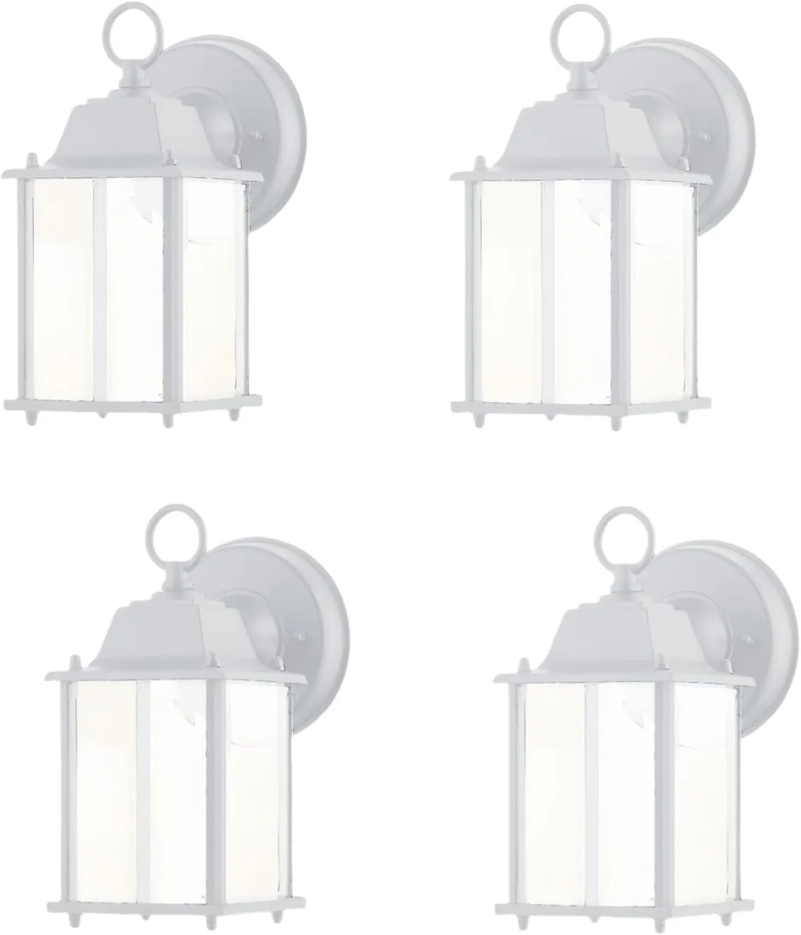 White Outdoor LED Wall Lantern, 4 Packs Outdoor Porch Light Fixture, Aluminum Housing Plus Glass, Wet Location Rated, ETL Qualified, 3000K