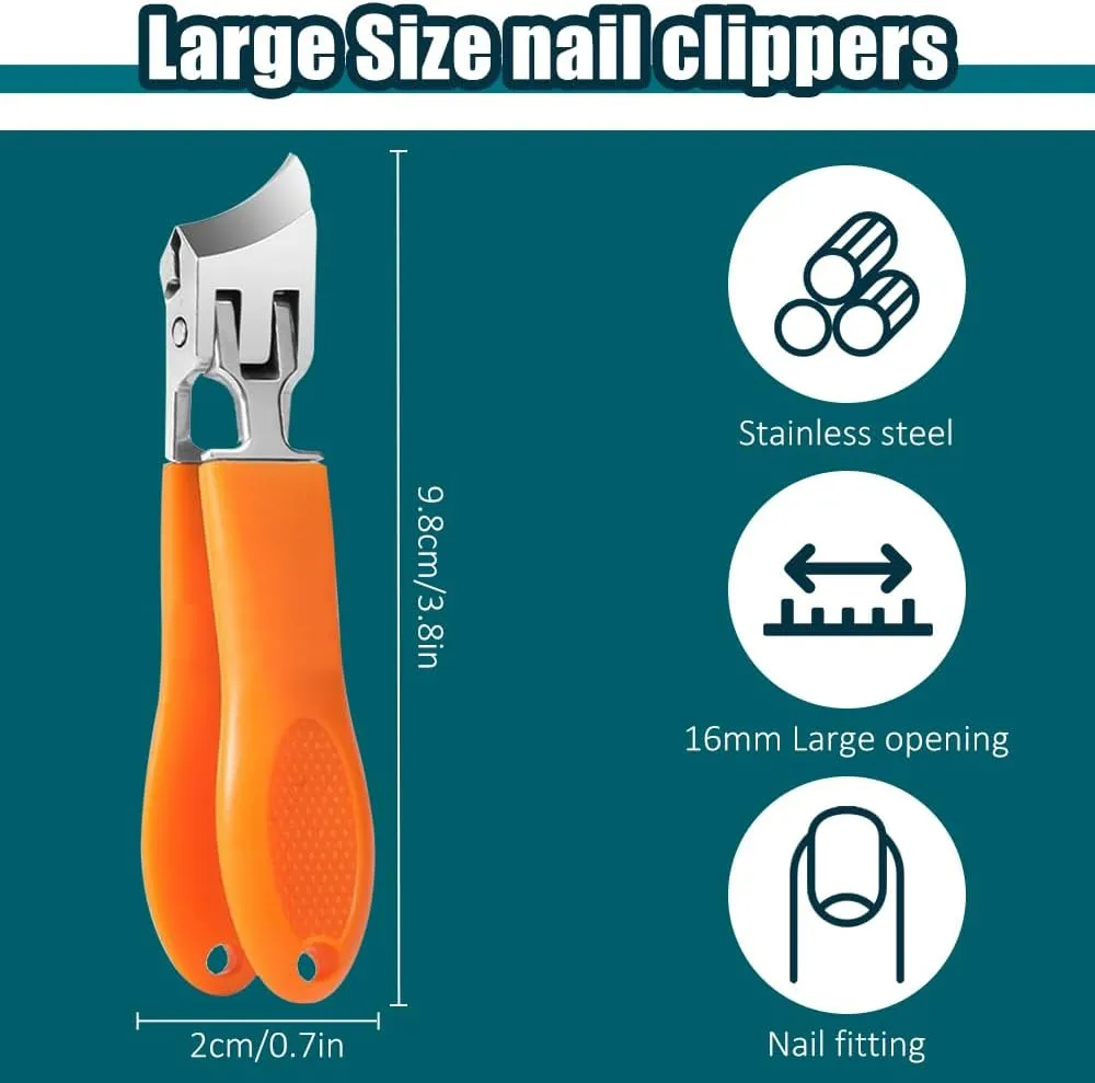 Wide Jaw Opening Anti-Splash Slanted Nail Clipper, Curved Toenail Clippers for Thick Toenails, Ingrown Nail Clippers Wide Jaw Slanted Toenail Clippers for Women and Men (Black)