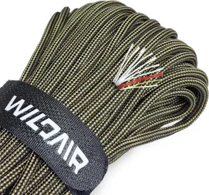 WILDAIR Paracord Survival Paracord Parachute Fire Cord Survival Ropes 4-in-1 U.S. Military Type III with Integrated Fishing Line Fire-Starter Tinder