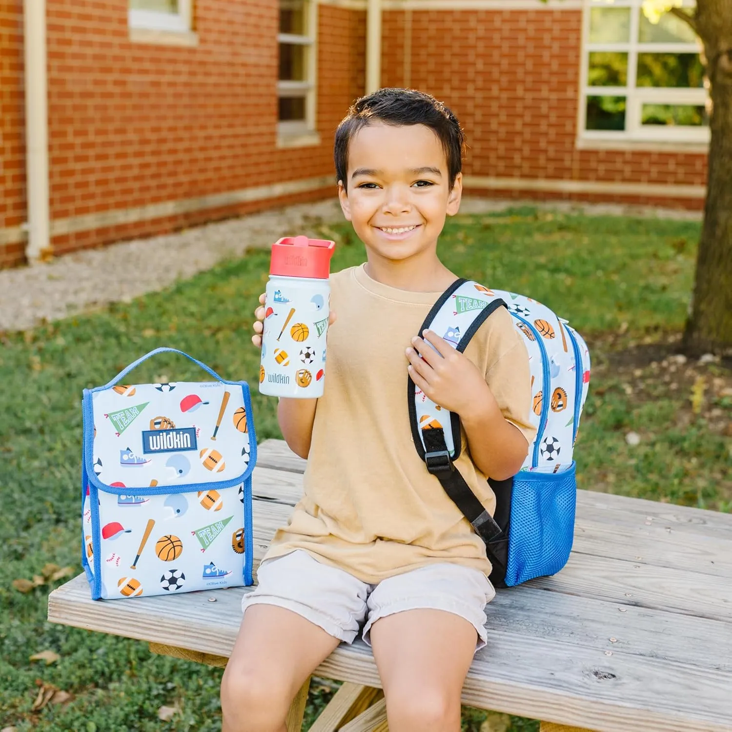 Wildkin Kids 14oz Stainless Steel Water Bottle – BPA-Free, Leakproof, Insulated, Easy-Clean - Game On