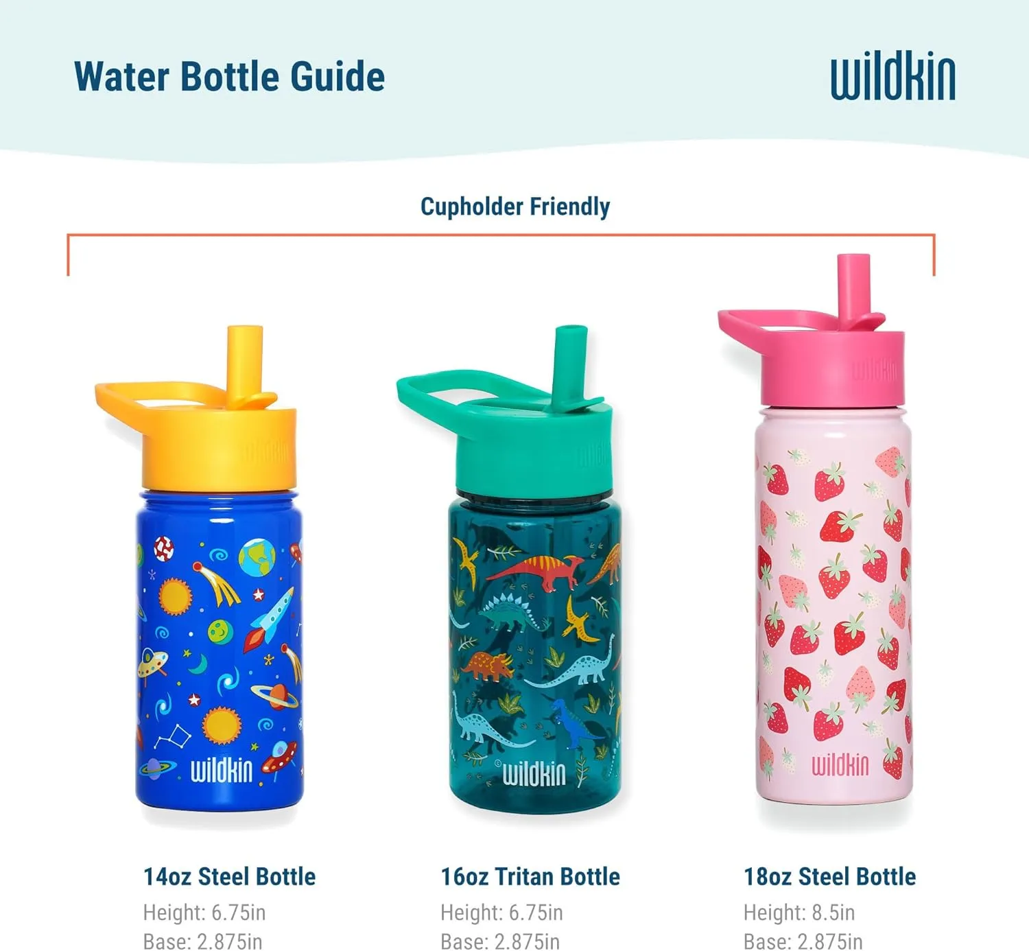 Wildkin Kids 14oz Stainless Steel Water Bottle – BPA-Free, Leakproof, Insulated, Easy-Clean - Game On
