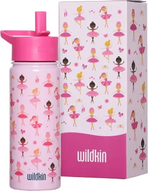 Wildkin Kids 18oz Stainless Steel Water Bottle – BPA-Free, Leakproof, Insulated, Easy-Clean - Ballerina