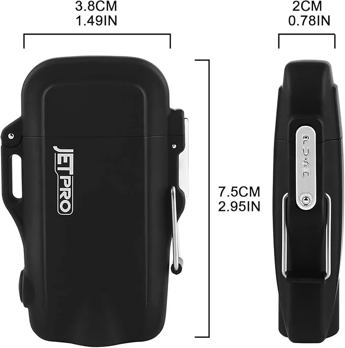 Windproof Lighter Dual Arc Plasma Lighter Rechargeable Lighter Flameless with Survival Emergency Whistle and Lanyard (Black)