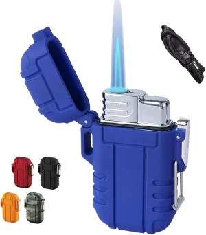 Windproof Lighter,Waterproof Lighter, Camping, Hiking,Lighters,Lighter,Butane Lighter, Jet Flame Lighter, Adjustable Flame Size, Etc(Blue)