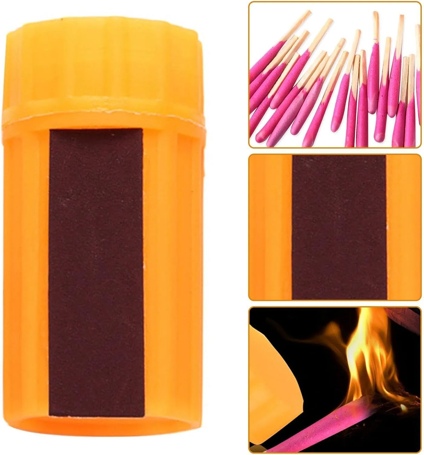 Windproof Waterproof Matches, Stormproof Match Kit Emergenc Y Stormproof Matches Kit with Waterproof Case, Emergencys Fire Starter Matches for Hiking Camping Outdoor Survival(20 /Barrel)