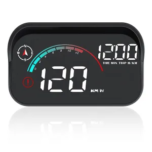 Windshield Head Up Display for Car, Digital Speedometer for Car, HUD GPS Car Speedometer MPH with Speed, Mileage, Travel Time, Overspeed Alarm, Compass for All 5V Vehicles