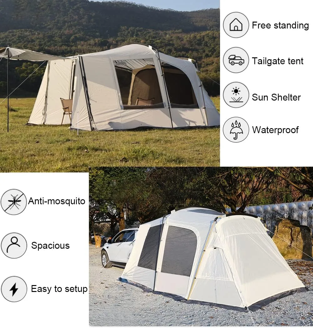 WINTENT Vehicle Car Tent SUV Tailgate Tents Canopy,Car SUV Tent Attachment for Camping,Car Awning Tent Camping Tent Hatchback