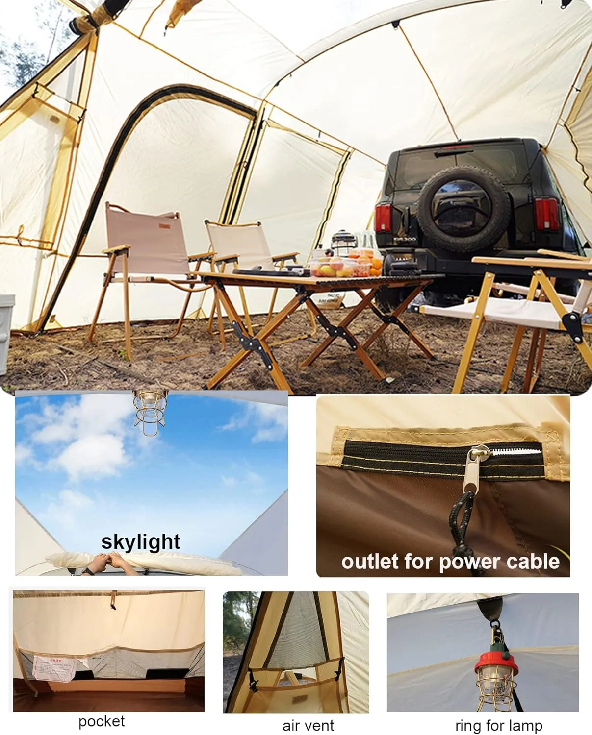 WINTENT Vehicle Car Tent SUV Tailgate Tents Canopy,Car SUV Tent Attachment for Camping,Car Awning Tent Camping Tent Hatchback