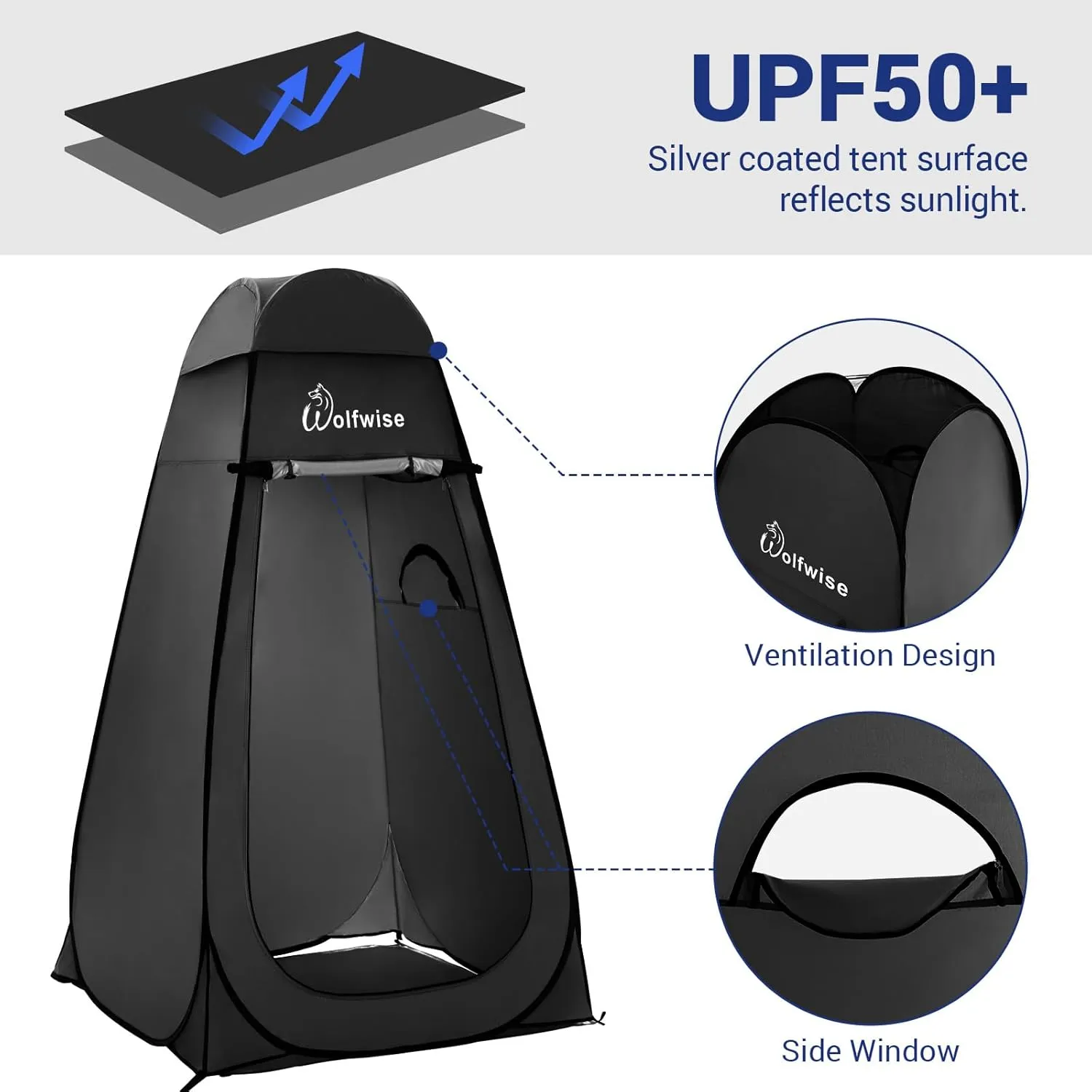 WolfWise Pop Up Privacy Shower Tent Portable Outdoor Sun Shelter Camp Toilet Changing Dressing Room