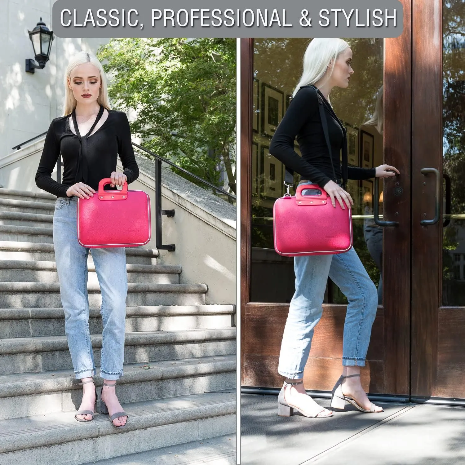Womens Hard Shell Leather Tablet Case Shoulder Bag with Accessory Pocket for Amazon Fire Max 11, Fire HD 10, iPad Pro Air 11/10.9