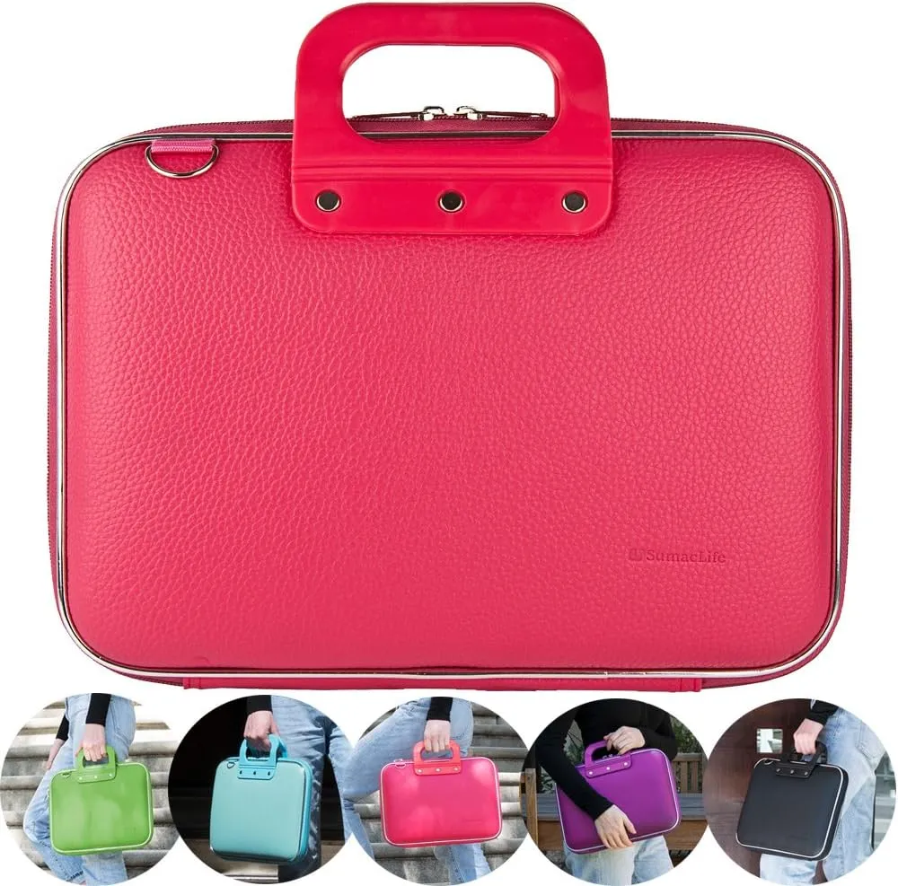 Womens Hard Shell Leather Tablet Case Shoulder Bag with Accessory Pocket for Amazon Fire Max 11, Fire HD 10, iPad Pro Air 11/10.9