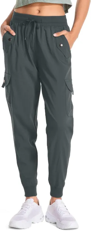 Women's Hiking Cargo Pants Quick Dry Lightweight Elastic Waist Outdoor Trail Safari Golf Casual