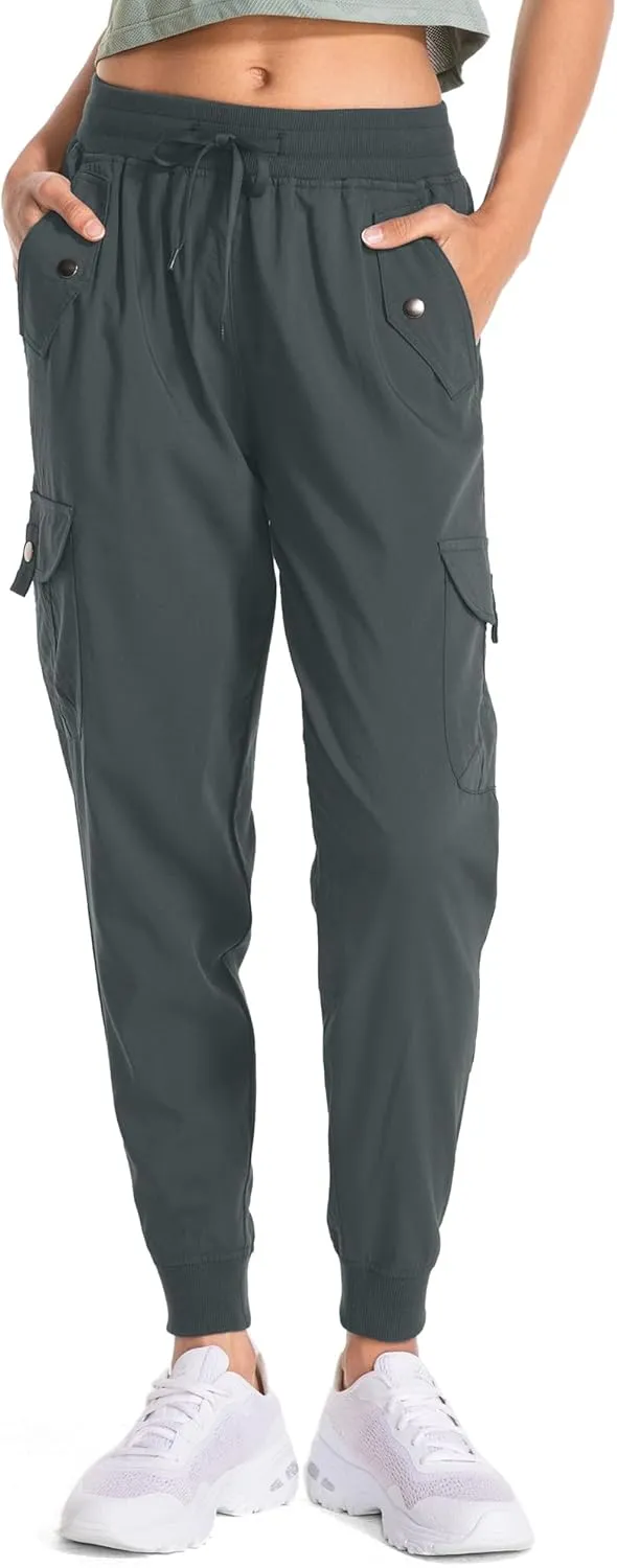 Women's Hiking Cargo Pants Quick Dry Lightweight Elastic Waist Outdoor Trail Safari Golf Casual