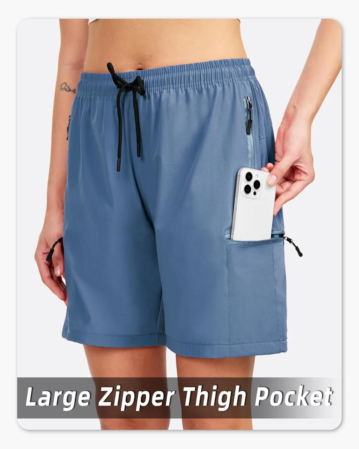 Women's Lightweight Hiking Cargo Shorts Quick Dry Athletic Shorts for Camping Travel Golf with Zipper Pockets
