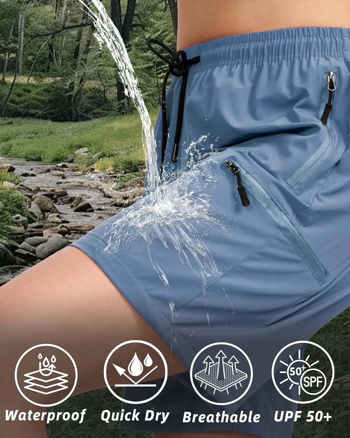 Women's Lightweight Hiking Cargo Shorts Quick Dry Athletic Shorts for Camping Travel Golf with Zipper Pockets