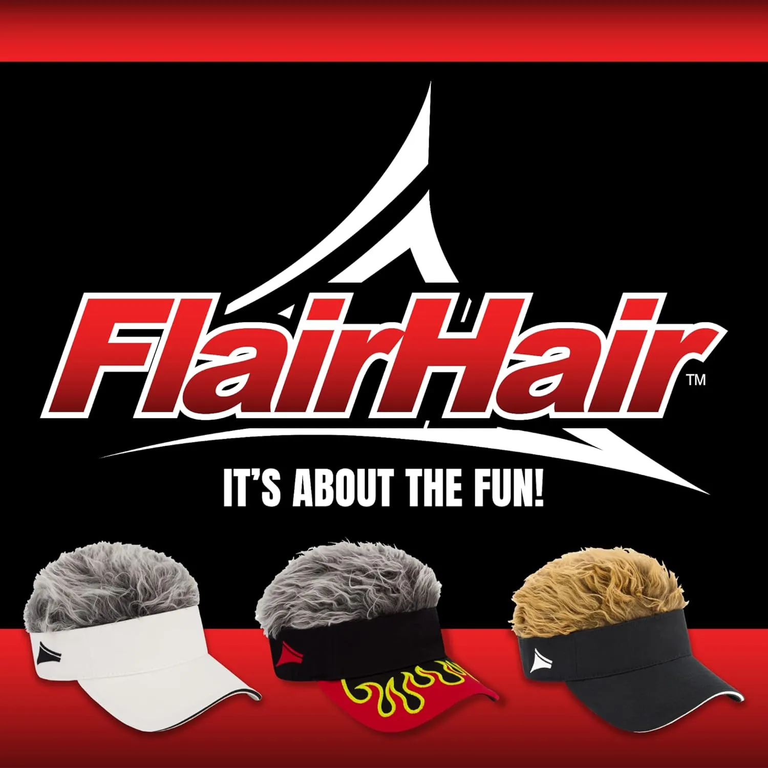 Women's Sun Visor Cap with Fake Hair, Adjustable Baseball Hat