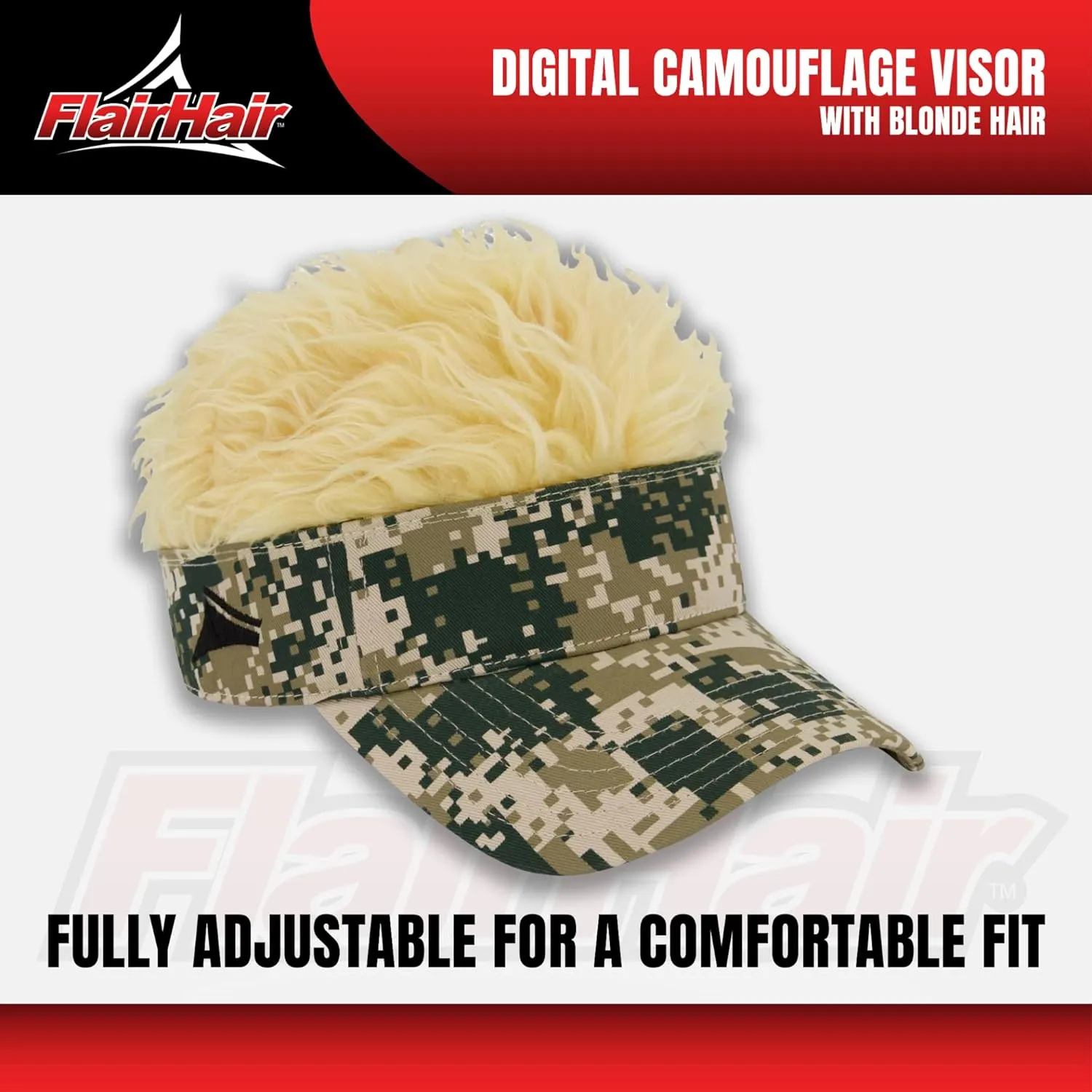 Women's Sun Visor Cap with Fake Hair, Adjustable Baseball Hat