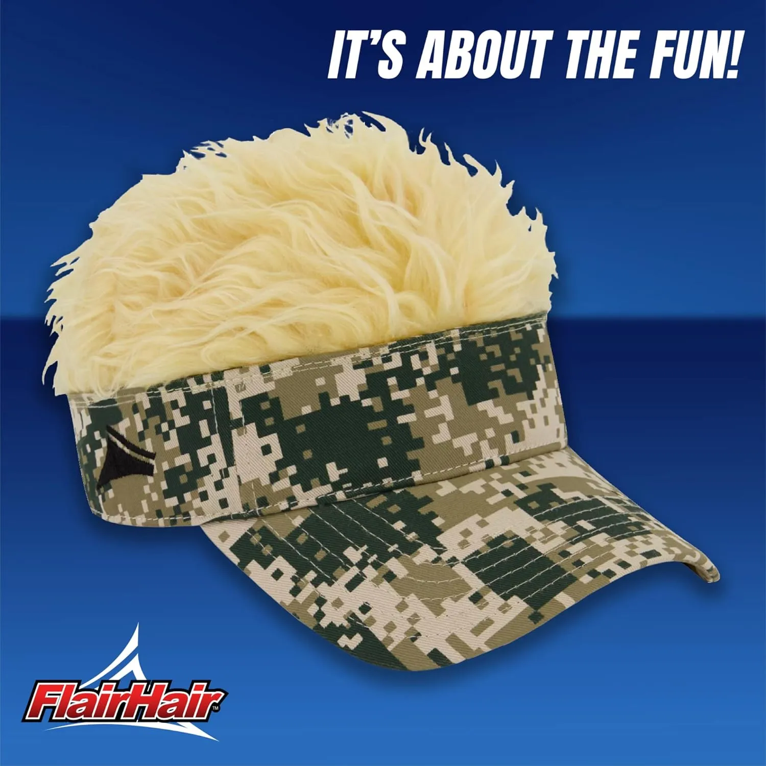 Women's Sun Visor Cap with Fake Hair, Adjustable Baseball Hat