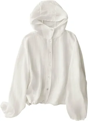 Women's UV Sun Protection Button Down Jackets Athletic Running Lightweight Workout Zip Up Hoodie Outdoor Jackets