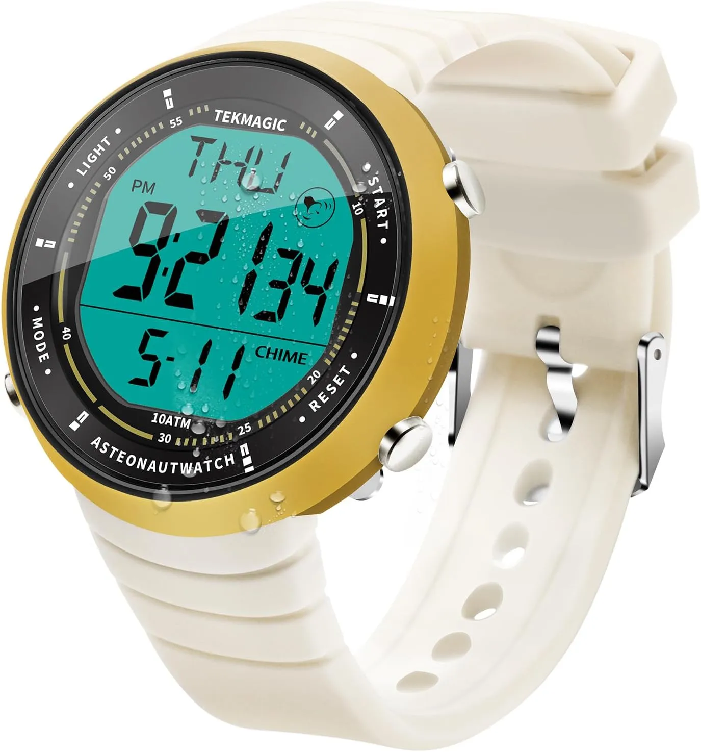 Women's Wristwatch with Silicone Band 10 ATM 330ft Waterproof Suitable for Swimming and Diving with Backlight, Alarm Clock, Stopwatch, Calendar, Dual Time Zone