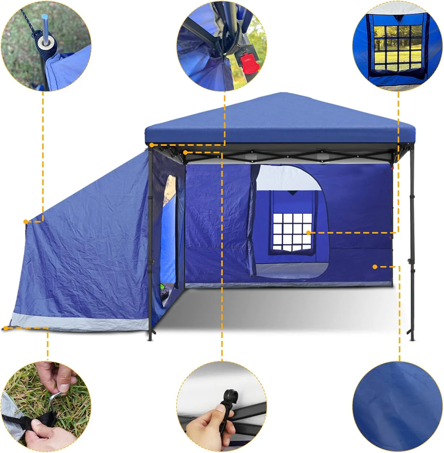 x Wide Easy Up Tents（Blue） Canopy Pop Tent with Gazebo,Compatible KAMPKEEPER Canopy, 10' 10' Tent,Camping 10' Practical Side for Up Set Intelligent