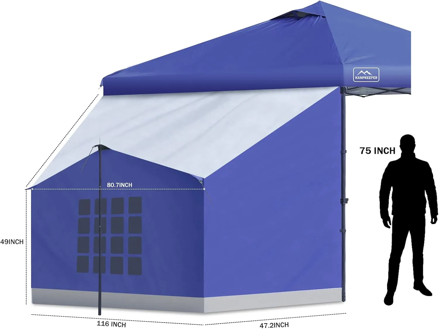 x Wide Easy Up Tents（Blue） Canopy Pop Tent with Gazebo,Compatible KAMPKEEPER Canopy, 10' 10' Tent,Camping 10' Practical Side for Up Set Intelligent