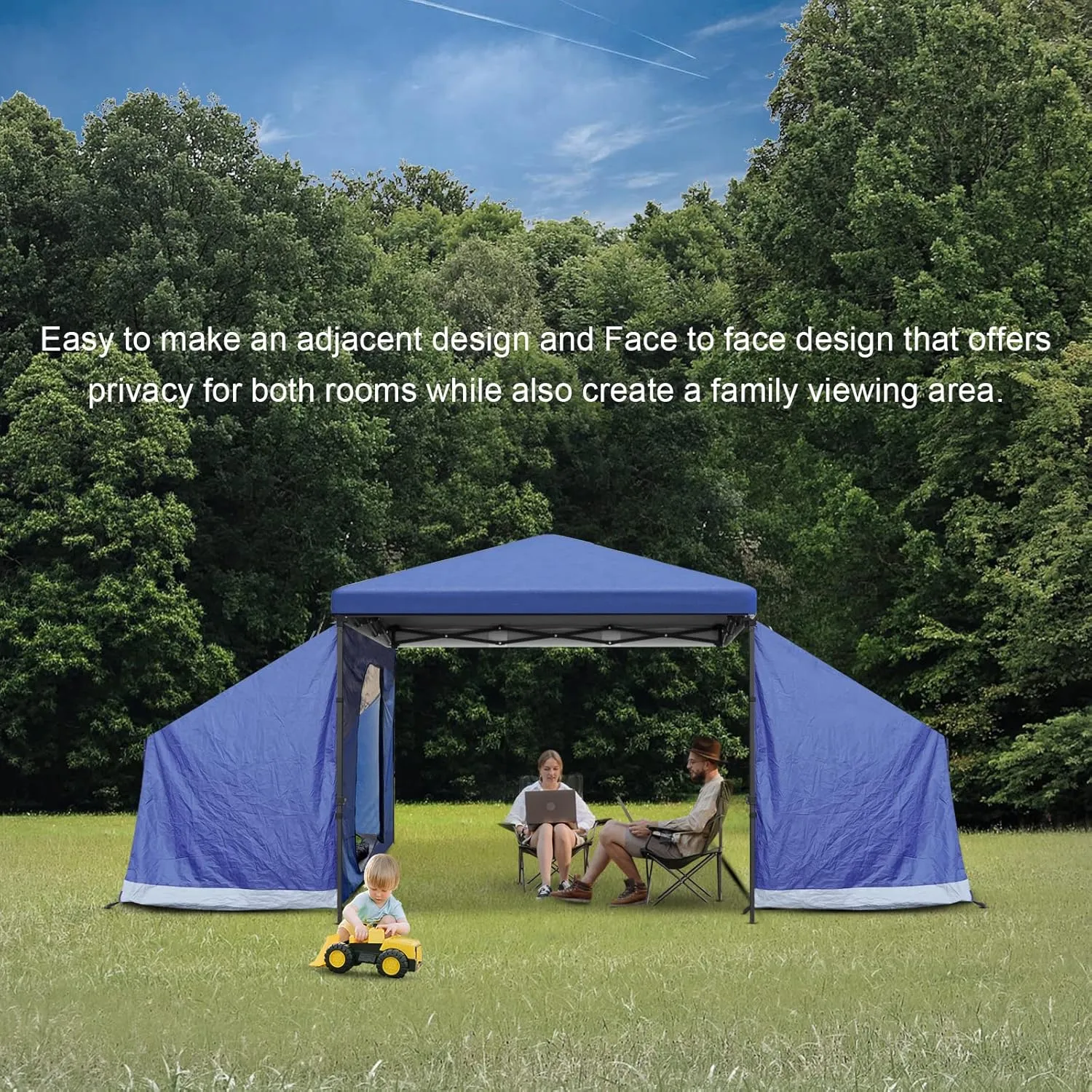 x Wide Easy Up Tents（Blue） Canopy Pop Tent with Gazebo,Compatible KAMPKEEPER Canopy, 10' 10' Tent,Camping 10' Practical Side for Up Set Intelligent