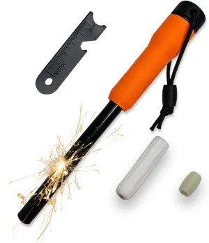 XXL Monster Fire Steel, fire starter kit, camping essentials, survival kit, outdoor, bushcraft, tinder compartment organizer, striker, glow in The dark,