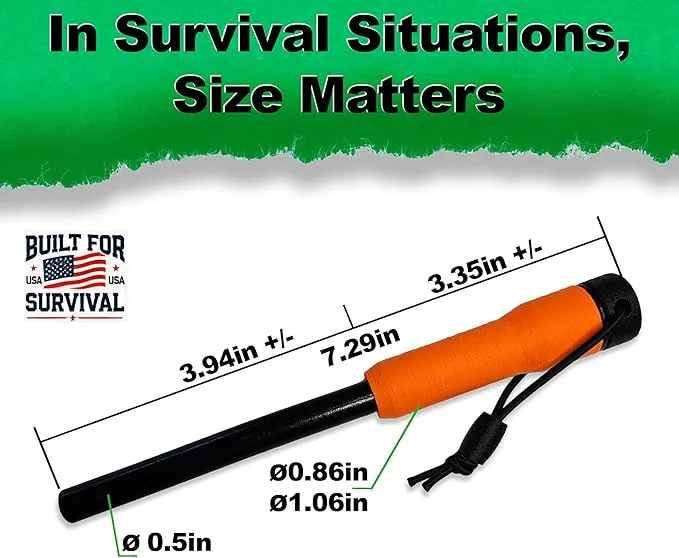 XXL Monster Fire Steel, fire starter kit, camping essentials, survival kit, outdoor, bushcraft, tinder compartment organizer, striker, glow in The dark,