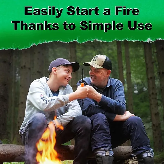 XXL Monster Fire Steel, fire starter kit, camping essentials, survival kit, outdoor, bushcraft, tinder compartment organizer, striker, glow in The dark,