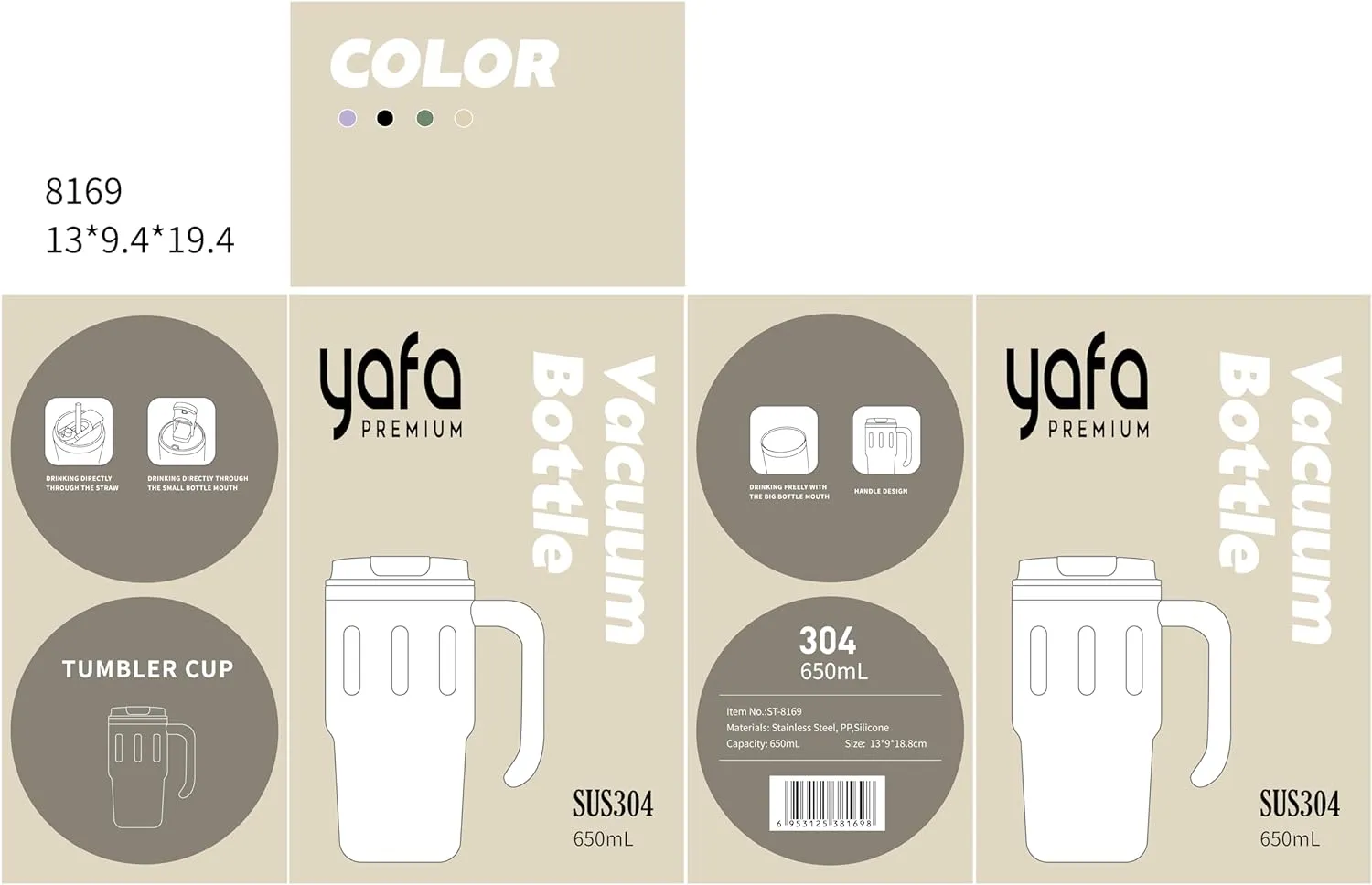 YAFA® 22 oz Travel Mug Tumbler | Vacuum-Insulated Stainless Steel Hot and Cold Cup | Travel Coffee Mug | Leak-Proof Design | Dual Drink Modes – Direct Mouth & Straw (Black, 22 oz)