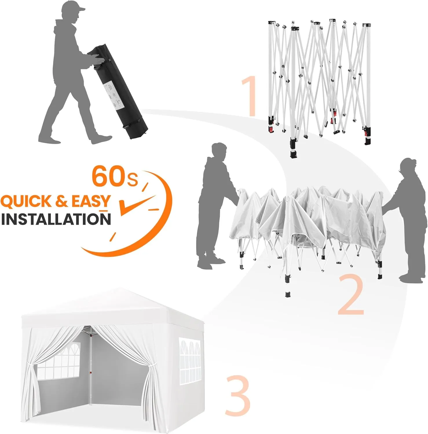 Yaheetech 12x12 Pop Up Canopy with 4 Removable Sidewalls, Portable Enclosed Instant Tent, Waterproof Outdoor Tent, Beach Sun Shelter with 4 Sandbags, 12 Stakes & 4 Ropes, White