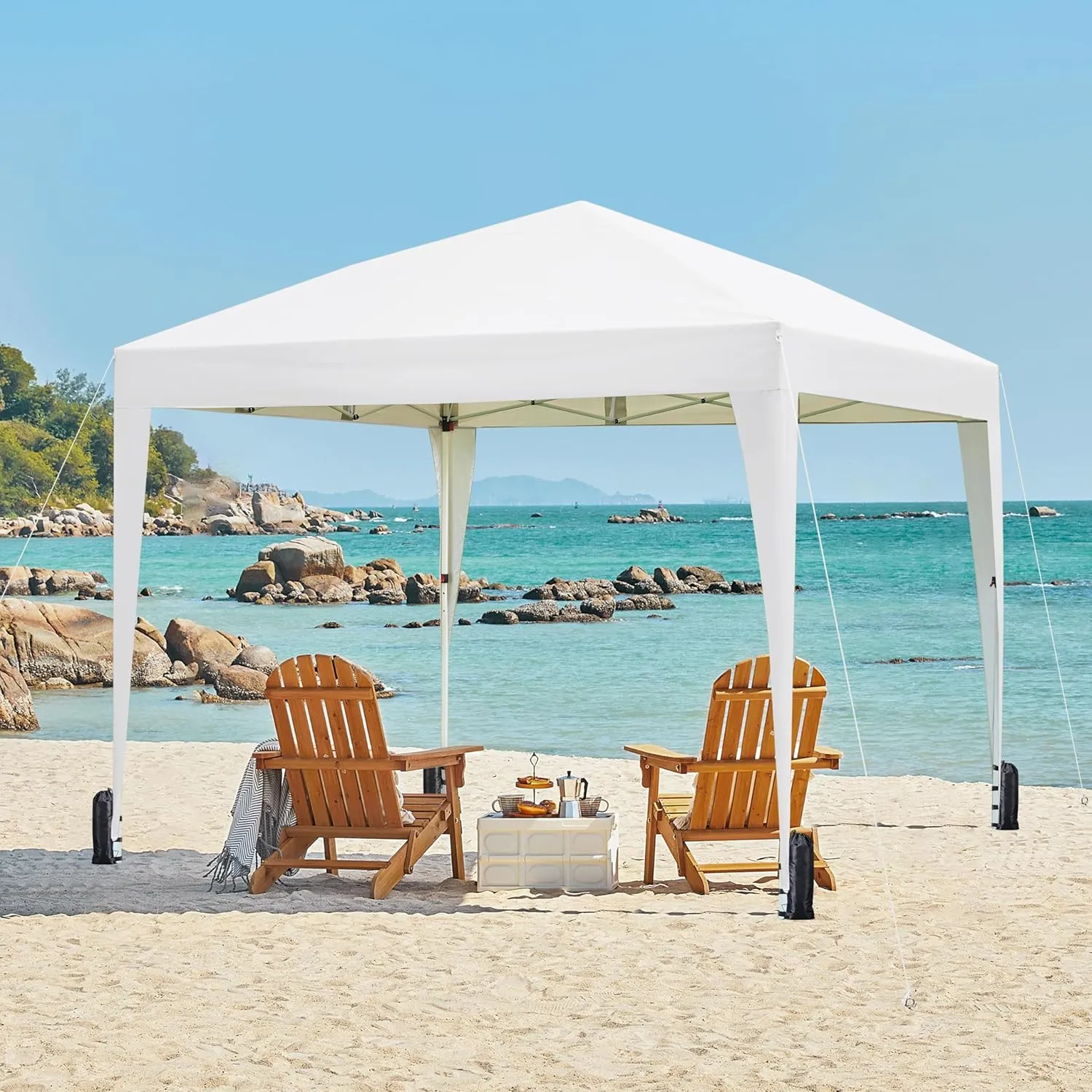 Yaheetech 12x12 Pop Up Canopy with 4 Removable Sidewalls, Portable Enclosed Instant Tent, Waterproof Outdoor Tent, Beach Sun Shelter with 4 Sandbags, 12 Stakes & 4 Ropes, White