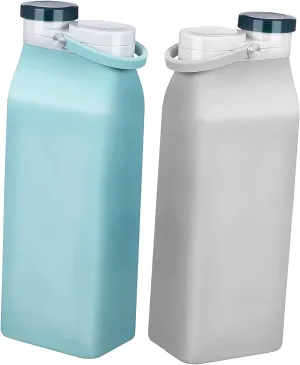 Yardwe 2Pcs Foldable Water Bottle Lightweight Collapsible Sports Kettle Leakproof Design for Travel Outdoor and Everyday Use