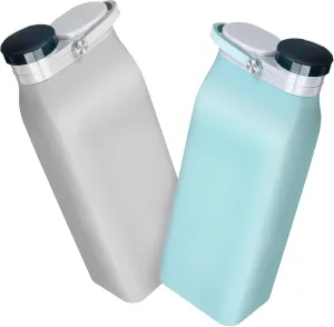 Yardwe 2Pcs Portable Collapsible Water Bottles Lightweight Leakproof Design for Sports Hiking Camping