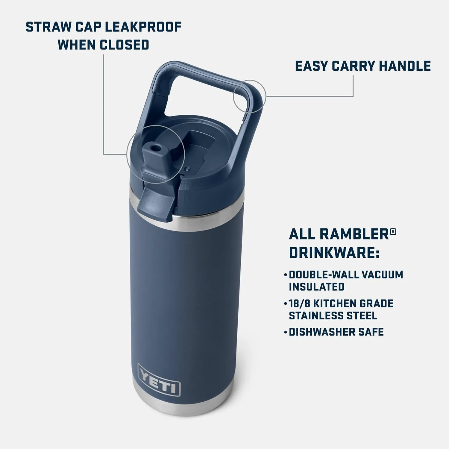 YETI Rambler 18 oz Bottle, Vacuum Insulated, Stainless Steel with Straw Cap, Chartreuse