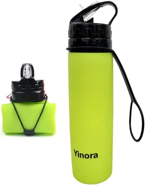 Yinora Collapsible Water Bottles, Silicone Travel Water Bottle,Reusable Water Bottles, Foldable Silicone Travel Water Bottle for Cycling, Hiking, Outdoors