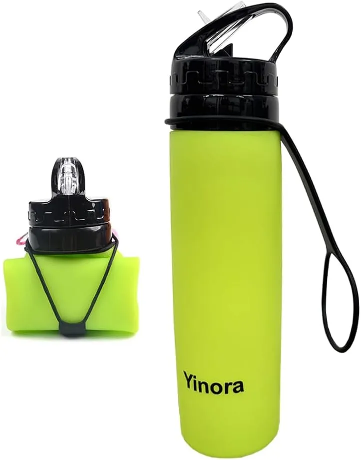Yinora Collapsible Water Bottles, Silicone Travel Water Bottle,Reusable Water Bottles, Foldable Silicone Travel Water Bottle for Cycling, Hiking, Outdoors